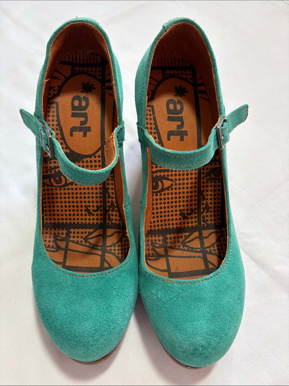 The Art Company Teal Suede Heels, NWOT - Picture 2 of 4